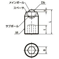 鍋屋バイテック(NBK) ボールキャスター ボールローラ（セットスクリュータイプ） BRUSS-10-P 1個（直送品）