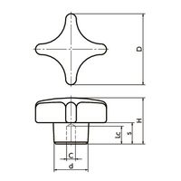 鍋屋バイテック(NBK) FA関連 ノブ・つまみ 十字ノブ CK-40 1個（直送品）