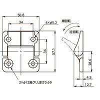 鍋屋バイテック(NBK) 蝶番 トルクヒンジ ー ラージサイズ E6-10-430R-50 1個（直送品）