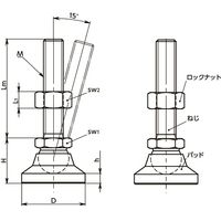 鍋屋バイテック(NBK) アジャスターボルト レベリングアジャスタ（おねじ） FCM-40-M12-63 1個（直送品）