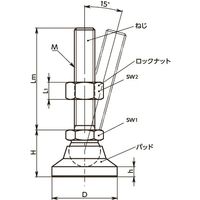鍋屋バイテック(NBK) アジャスターボルト レベリングアジャスタ（おねじ） FDM-60-M16-80 1個（直送品）
