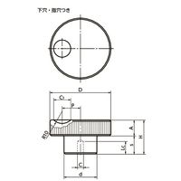 鍋屋バイテック(NBK) アルミローレットハンドル HAK-40-FH-SG 1個（直送品）