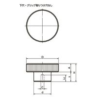 鍋屋バイテック(NBK) アルミローレットハンドル HAK-40-N-SG 1個（直送品）