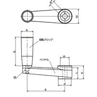 鍋屋バイテック(NBK) プラスティッククランクハンドル HGPC-80-B10 1個（直送品）