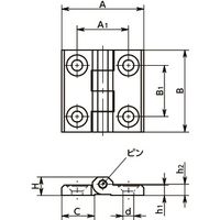 鍋屋バイテック(NBK) 蝶番 メタルヒンジ（アルミニウム製） HNGA-50-50-A-AL 1個（直送品）