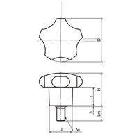 鍋屋バイテック(NBK) FA関連 ノブ・つまみ 五角ノブ KA-60 1個（直送品）