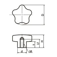 鍋屋バイテック(NBK) FA関連 ノブ・つまみ アルミハンドノブ KAH-40-M8 1個（直送品）