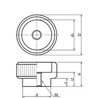 鍋屋バイテック(NBK) FA関連 ノブ・つまみ クランプノブ KCF-24-M6-BK 1個（直送品）