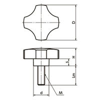 鍋屋バイテック(NBK) FA関連 ノブ・つまみ プラ十字ノブ KF-25-RD 1個（直送品）