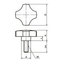 鍋屋バイテック(NBK) FA関連 ノブ・つまみ プラ十字ノブ KF-33-RD 1個（直送品）
