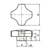 鍋屋バイテック(NBK) FA関連 ノブ・つまみ プラ十字ノブ KGC-33-RD 1個（直送品）