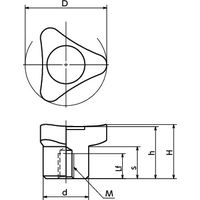 鍋屋バイテック(NBK) FA関連 ノブ・つまみ スリーロブノブ（めねじ） KGTF-65-M12 1個（直送品）