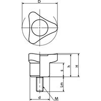 鍋屋バイテック(NBK) FA関連 ノブ・つまみ スリーロブノブ（おねじ） KGTM-85-M10-15 1個（直送品）