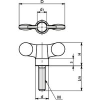 鍋屋バイテック(NBK) FA関連 ノブ・つまみ プラスティックウィングノブ（おねじ） KGWMS-55-M8-20-BK 1個（直送品）