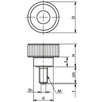 鍋屋バイテック(NBK) FA関連 ノブ・つまみ プラスティックミニノブ ー パッドつき KIPMS-19-M5-10-PL 1個（直送品）