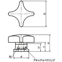 鍋屋バイテック(NBK) FA関連 ノブ・つまみ パワー十字ノブ KJB-80-M12 1個（直送品）