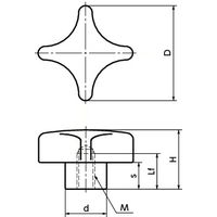 鍋屋バイテック(NBK) FA関連 ノブ・つまみ 十字ノブ（めねじ） KJF-63-M12 1個（直送品）