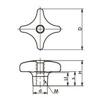 鍋屋バイテック(NBK) FA関連 ノブ・つまみ 十字ノブ KJFS-50-K10-NI 1個（直送品）