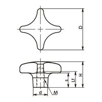 鍋屋バイテック(NBK) FA関連 ノブ・つまみ 十字ノブ KJFS-50-M10-NI 1個（直送品）