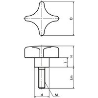 鍋屋バイテック(NBK) FA関連 ノブ・つまみ 十字ノブ（おねじ） KJMS-40-M8-25 1個（直送品）