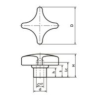 鍋屋バイテック(NBK) FA関連 ノブ・つまみ 十字ノブ KJR-63-R12 1個（直送品）