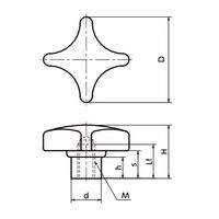 鍋屋バイテック(NBK) FA関連 ノブ・つまみ 十字ノブ KJWS-50-M10 1個（直送品）