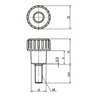 鍋屋バイテック(NBK) FA関連 ノブ・つまみ ロングディンプルノブ KLMS-32-M6-25 1個（直送品）