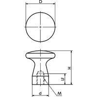 鍋屋バイテック(NBK) FA関連 ノブ・つまみ メタルプルノブ（めねじ） KMPF-36-M10 1個（直送品）