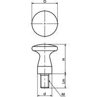 鍋屋バイテック(NBK) FA関連 ノブ・つまみ メタルプルノブ（おねじ） KMPM-20-M8-12 1個（直送品）
