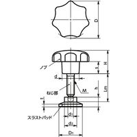 鍋屋バイテック(NBK) FA関連 ノブ・つまみ セブンロブノブ ー スラストパッドつき KSGMS-40-M8-30-SBPS32 1個（直送品）