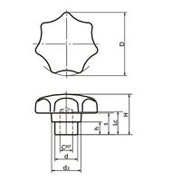 鍋屋バイテック(NBK) FA関連 ノブ・つまみ セブンロブノブ KTR-32-R6 1個（直送品）