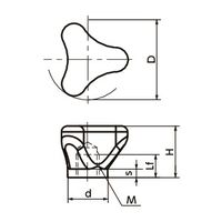 鍋屋バイテック(NBK) FA関連 ノブ・つまみ プラスティックミニノブ KUDF-32-M6-YW 1個（直送品）