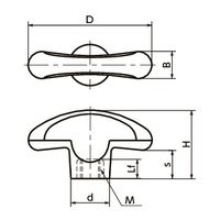 鍋屋バイテック(NBK) FA関連 ノブ・つまみ プラスティックウィングノブ KUWF-32-M4-YW 1個（直送品）