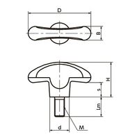 鍋屋バイテック(NBK) FA関連 ノブ・つまみ プラスティックウィングノブ KUWM-64-M10-40-SG 1個（直送品）