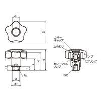 鍋屋バイテック(NBK) FA関連 ノブ・つまみ クランプノブ KXFS-40-M6 1個（直送品）