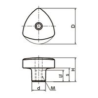 鍋屋バイテック(NBK) FA関連 ノブ・つまみ 三角ノブ KYTS-60-K12 1個（直送品）