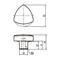 鍋屋バイテック(NBK) FA関連 ノブ・つまみ 三角ノブ KYTS-60-M12 1個（直送品）