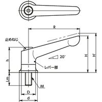 鍋屋バイテック(NBK) パワークランプレバー（おねじ） LDBM-12-57-BK 1個（直送品）
