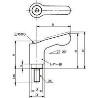 鍋屋バイテック(NBK) ミニクランプレバー（おねじ） LDCMS-6-50-SG 1個（直送品）