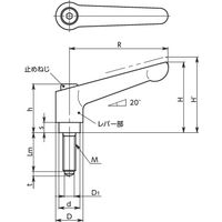 鍋屋バイテック(NBK) クランプレバー（球状パッドつき） LDM-8-20-R-OR 1個（直送品）