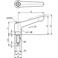 鍋屋バイテック(NBK) クランプレバー（ボールポイント） LDM-8-40-SGB-OR 1個（直送品）