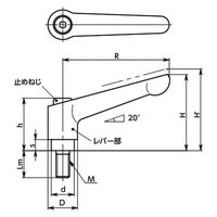 鍋屋バイテック(NBK) クランプレバー（おねじ） LDME-6-50-OR 1個（直送品）