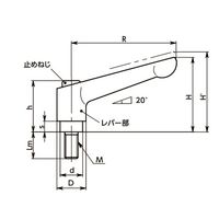 鍋屋バイテック(NBK) クランプレバー（おねじ） LDMS-16-32-CR 1個（直送品）