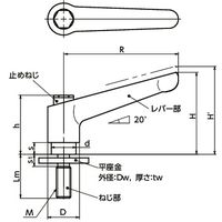 鍋屋バイテック(NBK) クランプレバーー平座金組み込みタイプーオールステンレス製 LDMS-5-12-LW20-AS 1個（直送品）