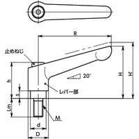 鍋屋バイテック(NBK) クランプレバー（おねじ） LDMS-5-12-OR 1個（直送品）