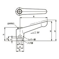 鍋屋バイテック(NBK) クランプレバー（リーマ穴） LDR-6-BK 1個（直送品）