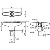 鍋屋バイテック(NBK) プラクランプレバー（おねじ） LUDMS-52-5-50-BK 1個（直送品）