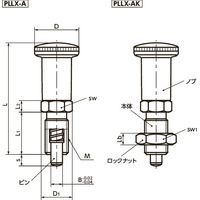 鍋屋バイテック(NBK) プランジャー インデックスプランジャ ロングノブタイプ PLLX-4-4-AK 1個（直送品）