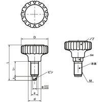 鍋屋バイテック(NBK) プランジャー インデックスプランジャ クランピングノブタイプ PNKX-8-53-M16-1.5 1個（直送品）