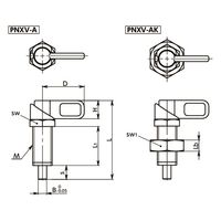 鍋屋バイテック(NBK) プランジャー インデックスプランジャ レバータイプ PNXV-6-M12-1.5-AK 1個（直送品）